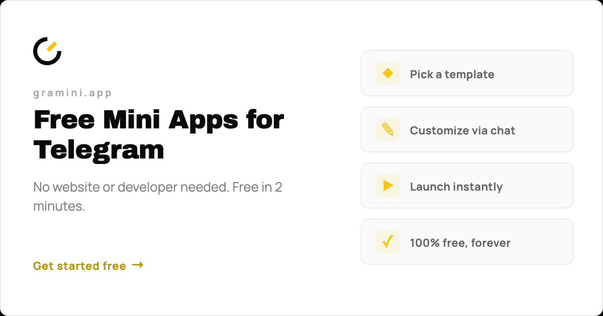 Free Telegram Mini Apps for Business | Gramini